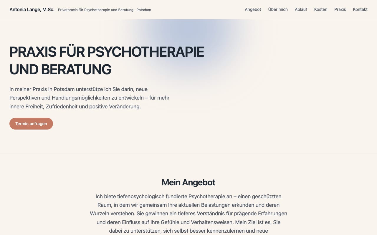 Website psychotherapie-lange-potsdam.de – Webdesign Potsdam von davidt.de
