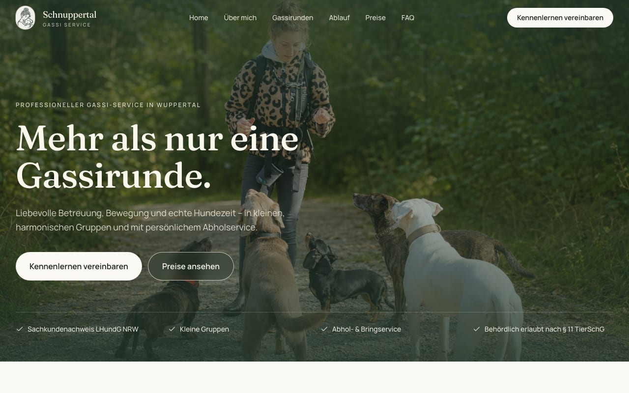 Website schnuppertal-gassi-service.de – Webdesign Potsdam von davidt.de