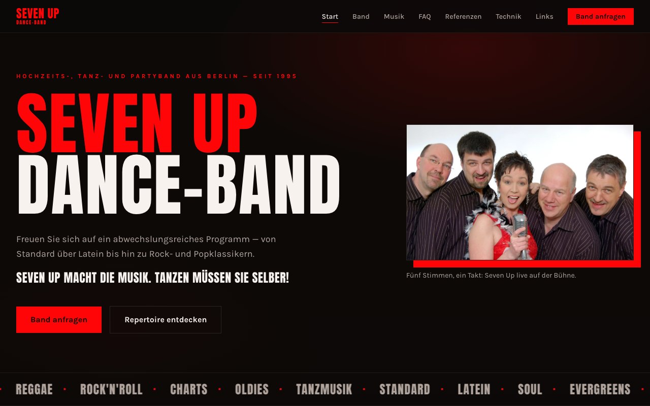 Website sevenup-band.de – Webdesign Potsdam von davidt.de